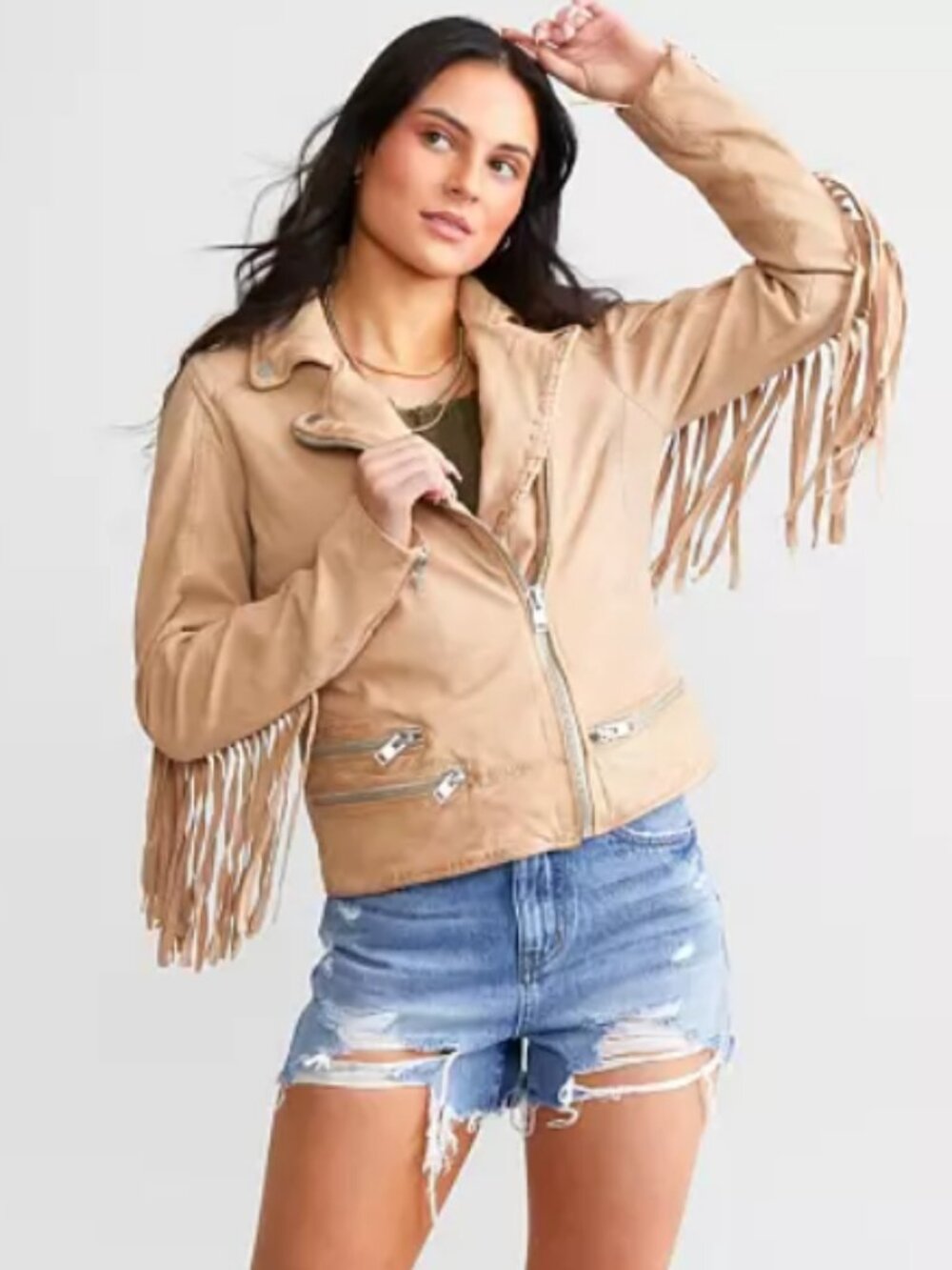 Mauritius Zoe Fringed Leather Jacket - Size M  NWT